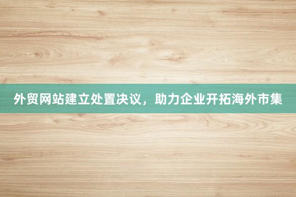 外贸网站建立处置决议，助力企业开拓海外市集