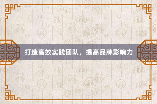 打造高效实践团队，提高品牌影响力